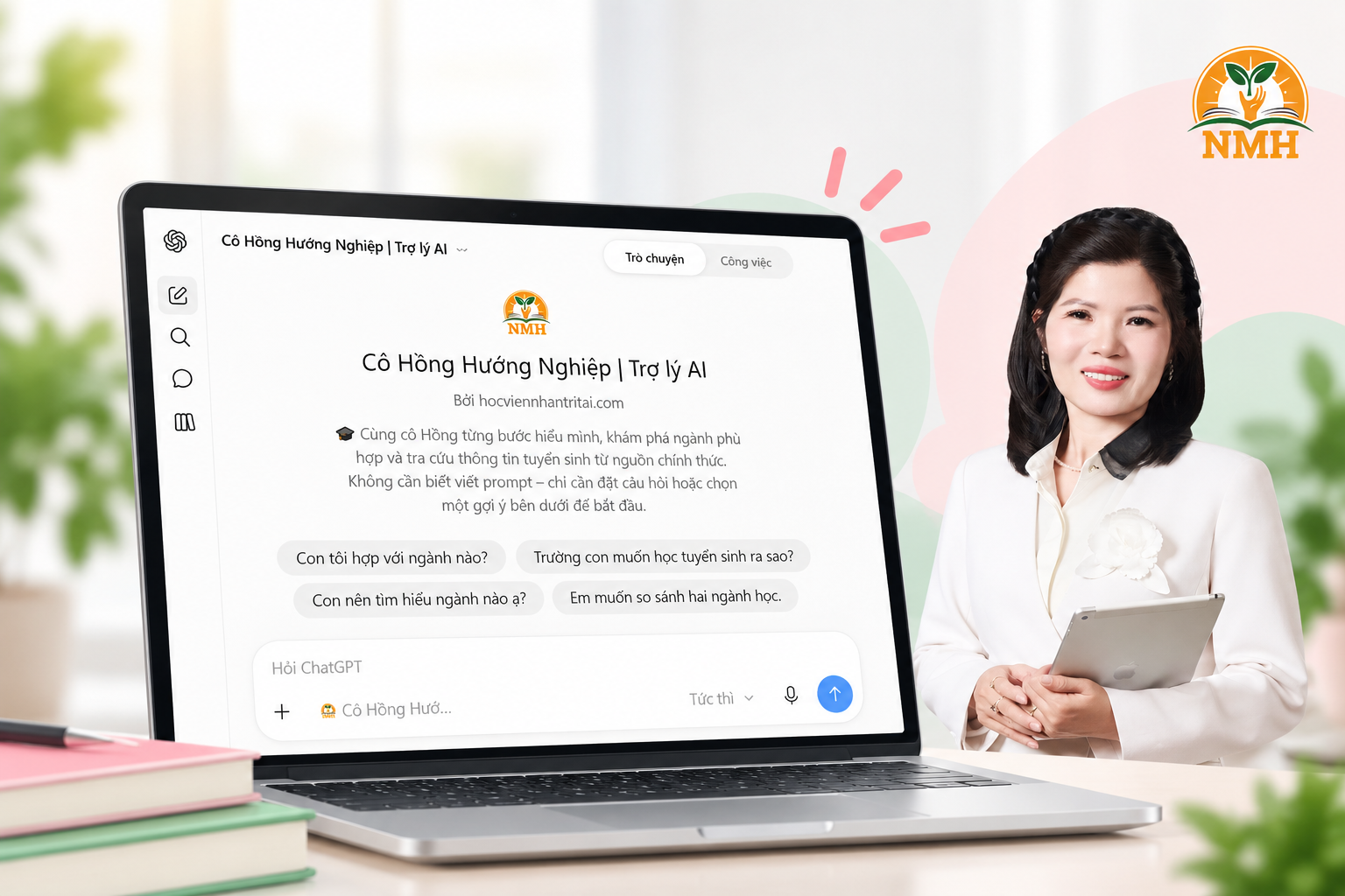 Cô Hồng Hướng Nghiệp và giao diện Trợ lý AI